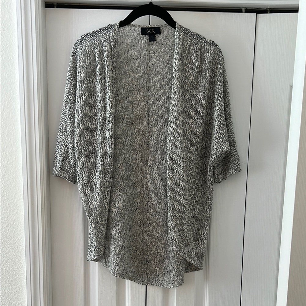 BCX Marbled Black Grey and White Open Front Cardigan Size XS
